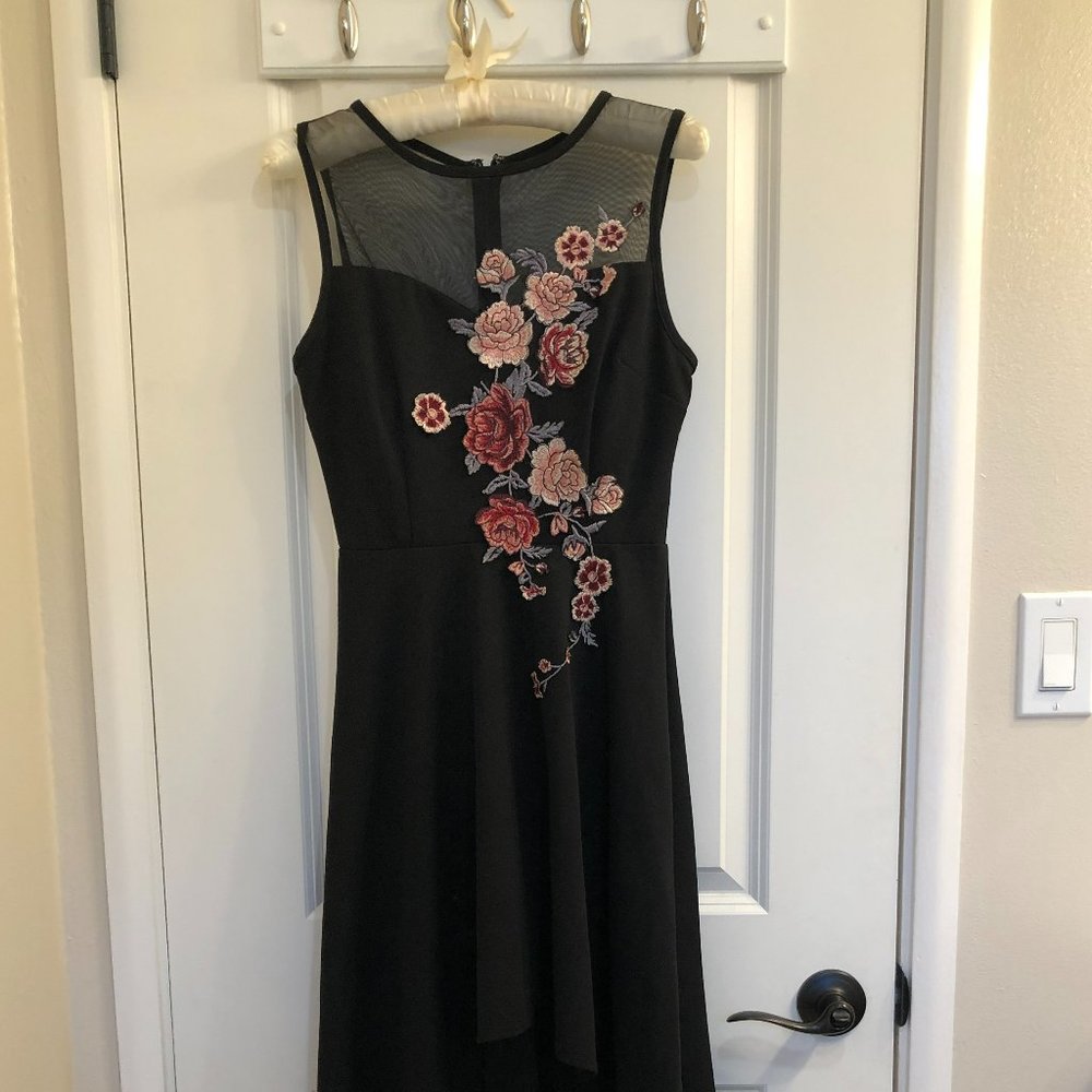 Speechless Black Formal Dress with Embroidered Flowers
